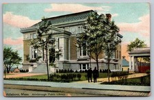 Vintage Attleborough Public Library Postcard, Mass. 1910 Handwritten picture