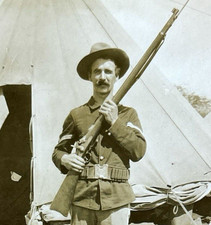 NY Army Soldier Spanish American War Photograph Springfield Trapdoor Rifle picture