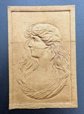c1910 Woman Lady Portrait Tobacco Leather Antique Embossed Art Nouveau Premium picture