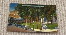 Plattsburgh New York Hotel Witherill Post Office Cars Lamp People Linen Postcard picture