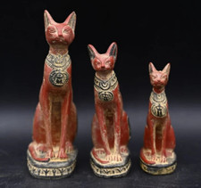 3 Cats statues of Goddess Bastet Cat Rare Ancient Egyptian Antiquities Egypt BC picture