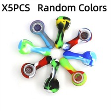 Durable Small Silicone Pipes, 5‑Pack 3.15 Inch Random Color Smoking Accessories picture