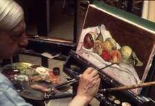 The Italian painter Giorgio de Chirico painting a still-life pictu- 1967 Photo picture