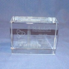 St. Lukes United Methodist Church OK City Glass Etched Paperweight Figurine  picture