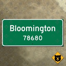 Bloomington Illinois city limit highway road street sign 27x12 picture