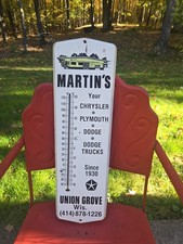 Vintage Martins Chrysler Dodge Plymouth Thermometer Wall Mount Union Grove WI picture