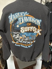 VTG 1999 Harley Davidson of Suffolk Zip-Up Sweatshirt Jacket Large GUC Made USA picture