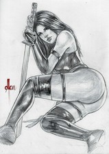 PSYLOCKE 8X12 ORIGINAL ART DRAWING PINUP PAGE SKETCH X-MEN BETSY MARVEL COMICS picture