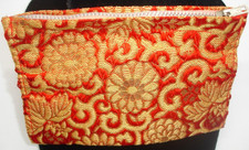 Vintage designer Japanese Silk Hand Pouch sign FUJITA JEWEL zipped ASAHI zipper picture