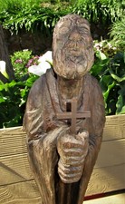 Vintage wooden hand-crafted carved Sant Michail figurine religious picture