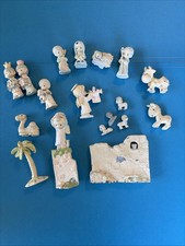 Vintage 1989 Enesco Precious Moments 18 Pc Miniature Pewter Nativity Set picture
