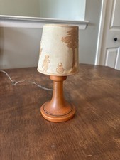 Antique Orange Czech Glass Hand Painted Art Deco Boudoir Lamp Works picture