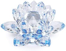80mm/3'' Home Wedding Decoration Glass Crystal Lotus Flower FengShui Paperweight picture