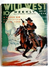Wild West Weekly   Oct 15  1938 -  Silver Kid with Skull background cover by HW picture