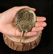 Brass Horseshoe Crab Animal Figurine Miniature Statue Table Home Decoration Toy picture