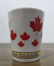 Vintage Canada Ceramic Shot Glass Red Maple Leaf Capilano Vancouver Souvenir Gif picture