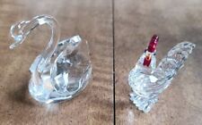 Swarovski Cockerel Rooster Figurine Red And Clear & Swarovski Crystal Swan Lot picture