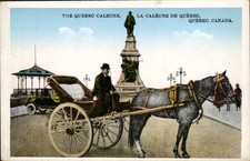 Quebec City - The Quebec Caleche at Champlain Monument - Antique Postcard c1925 picture