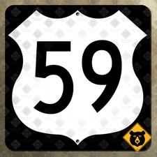 US Route 59 highway marker road sign Laredo Houston Lawrence 1961 12x12 picture