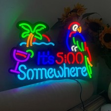 IT'S 5:00 FIVE OCLOCK SOMEWHERE Neon Light Sign, Man Cave Men LED Light picture