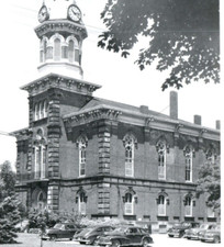 Vintage 1940's RPPC Postcard Geauga County Courthouse Chardon Ohio Autos-O36 picture