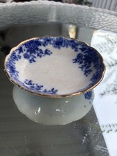 Antique W H Grindley Flow Blue w/ Gold MARGUERITE Pattern Dessert/Fruit Bowl picture