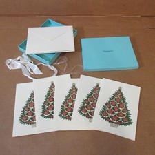 5 Vtg 2004 Tiffany & Co Greeting Holiday Cards Box Christmas Tree Happy New Year picture