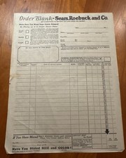 FREE SHIP 1927 Sears, Roebuck And Co. Order Form Blank RARE picture