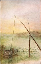 The Old Oaken Bucket at the Well Vintage Postcard 5P21-13 picture