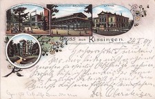 Lithograph Bad Kissingen, Rakoczy Fountain, Casino, Spa Garden, Colonnades, Ludw picture