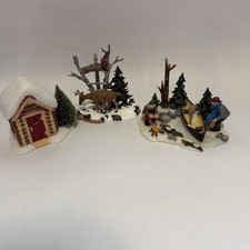 Lot Of 3 Vintage Cabin Themed Winter/Christmas Village Pieces picture