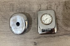 Vintage 1990's Coca-Cola Silver-plated Quartz Desk Pen stand + Clock/Paperweight picture