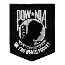 POW-MIA PATCH VIETNAM WAR embroidered iron-on BLACK military veteran emblem picture