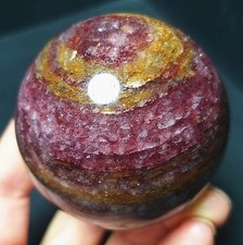 RARE 200g Natural Polished Colorful Strawberry Jin Agate Ball Healing A4948 picture