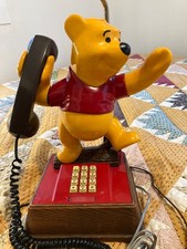 Vintage 1970's Disney Winnie The Pooh Push Button Land Line Phone, with Lamp picture