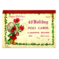 Vintage Holiday Postcards Pad 40 Postcards 4 Designs 1960s Tuppence Ephemera picture