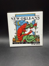 Vtg 1985 New Orleans Cookin With Jazz Tile Trivet Alligator Crawfish UGN  picture