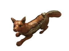 Bejeweled  Wild  Fox Trinket Box Hand Made with Austrian Crystals & Enamel. New. picture