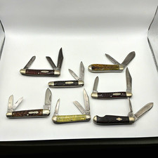 Case XX Vintage Mixed Lot of 7 Slipjoint Pocketknives Bone Handles, File picture