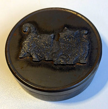 Vintage 1986 Metawa Holland Pewter Cat Trinket Box Round Small Jewelry Case picture