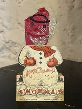 VINTAGE ROSEN CHRISTMAS CANDY PACKAGE 1940s EPHEMERA SUCKER SNOWMAN HOLIDAY RARE picture