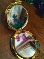 Vintage gold-toned double-sided compact mirror picture