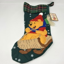 Vintage 1996 Disney Winnie the Pooh  Sled Christmas Felt 3D Stocking NWT picture