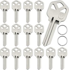 KW1 Brass Key Blanks 15 Pack Uncut House Door Keys w/ 2 Key Rings Locksmith picture