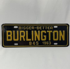 Vintage 1963 BURLINGTON NC North Carolina City License Plate Tag # 845 picture