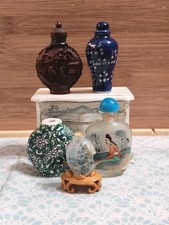 Vintage lot of Chinese Snuff Bottles, Resin, Glass Reverse Painted & Porcelain picture