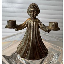 Vintage Italian Pewter Angel Candle Holder Choir Boy Altar Figurine picture
