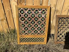 vintage/antique-style painted wooden lattice floral panels picture