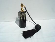 VINTAGE MARCEL FRANCK PARIS BLACK GLASS PERFUME ATOMIZER ART DECO DOT PATTERN picture