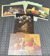 4 VTG Blank UNUSED STILL LIFE Greeting Cards. Caravaggio, Peale, Etc. #3L picture